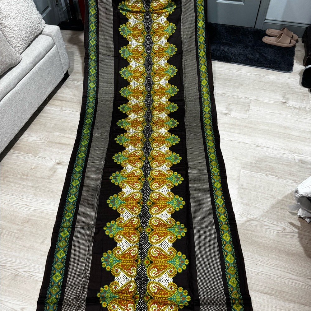 Elegant Black Dupatta with Green and Gold Paisley Motif